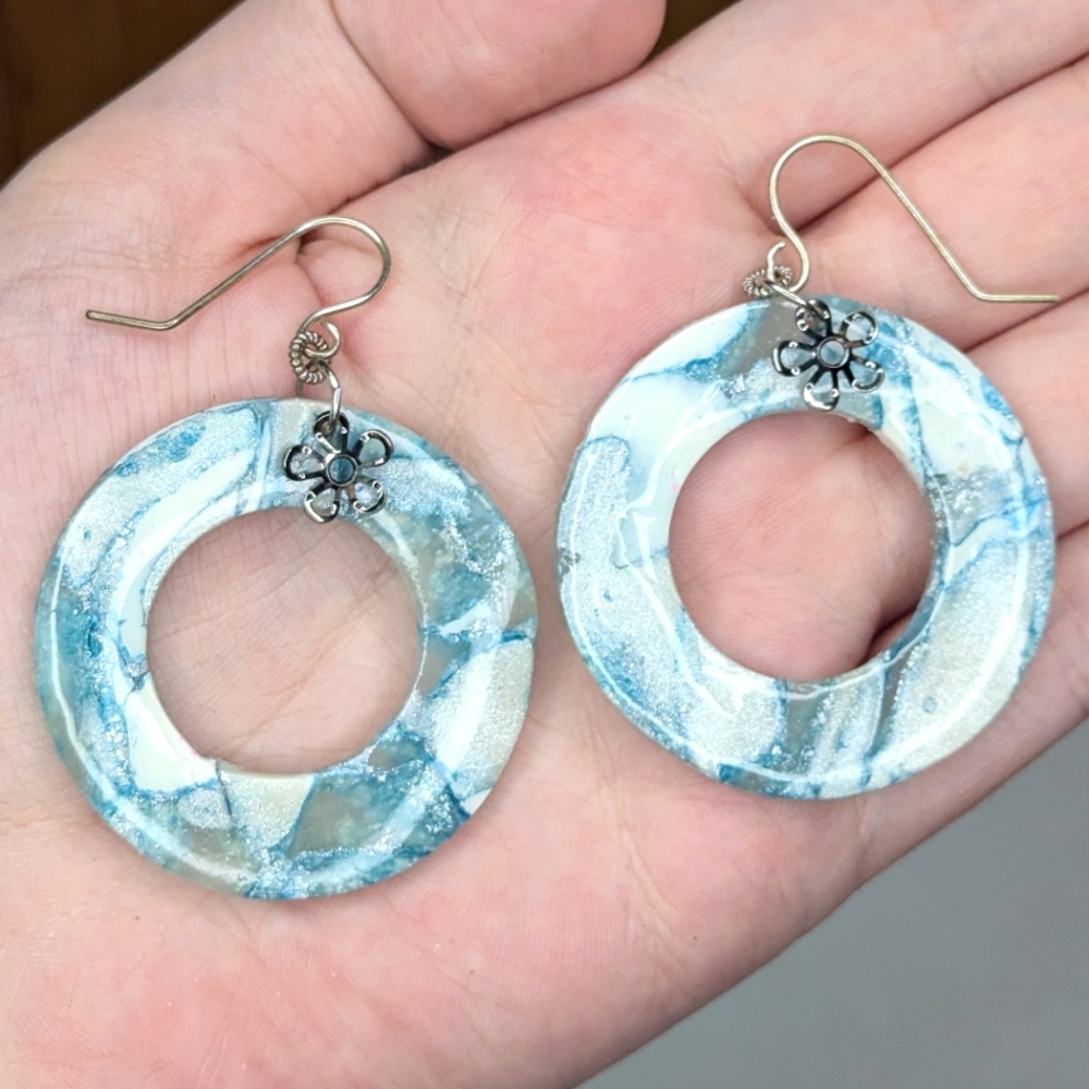 Sky Blue Flower Charm Earrings